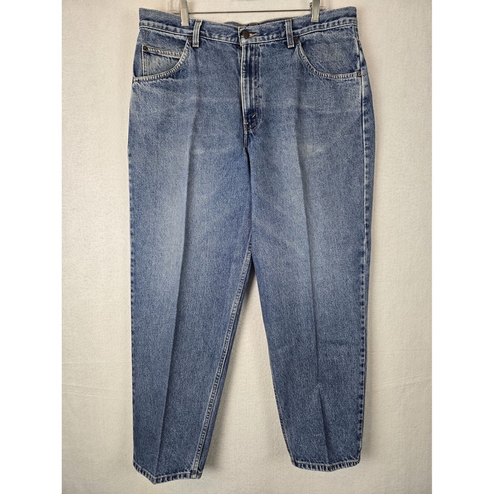 Brittania Mens Loose Fit Jeans 38 x 30 Mid Rise Blue Denim 100% Cotton Vintage